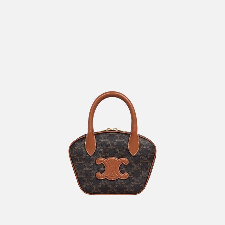 셀린느 트리옹프 캔버스 & 카프스킨 미니 볼링백