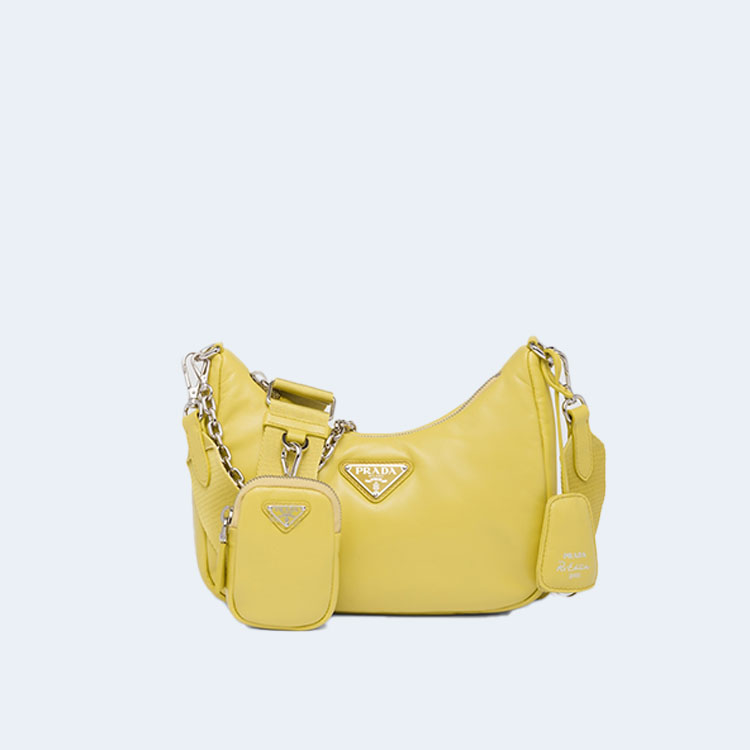 프라다 리에디션 패딩 나파 레더 숄더백 옐로우