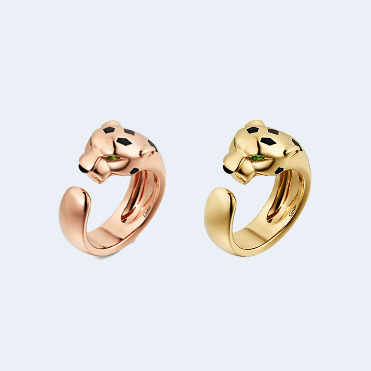 까르띠에 팬더 드 오닉스 반지 핑크 골드 , 옐로우 골드