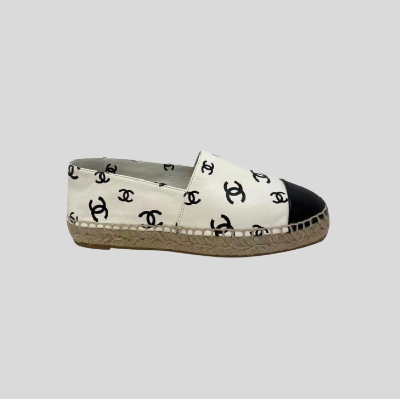 샤넬 에스파드리유 프린티드 램스킨 & 화이트 블랙