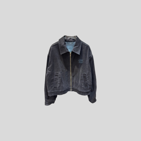 미우미우 플록 샴브레이 자켓