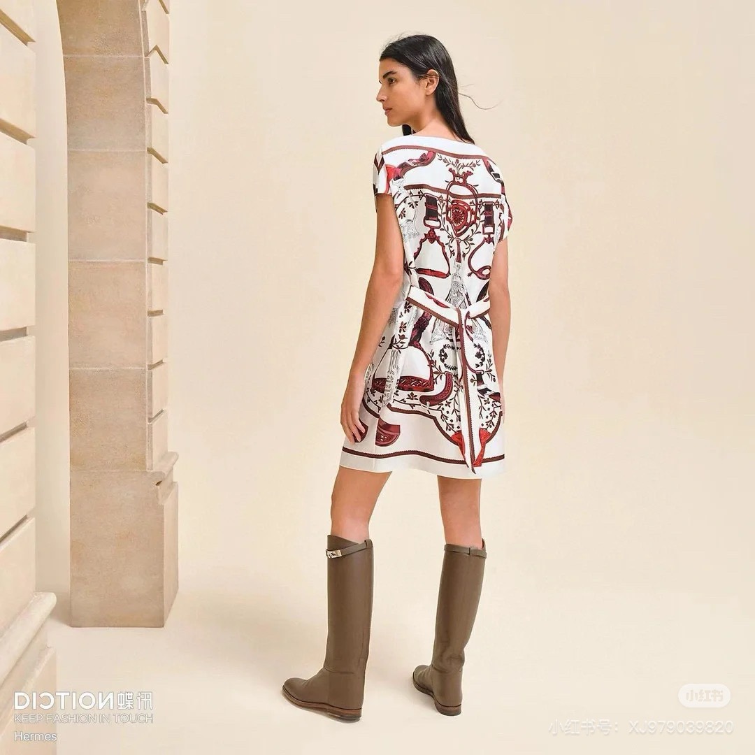 에르메스 실크 스커트 원피스(2color)