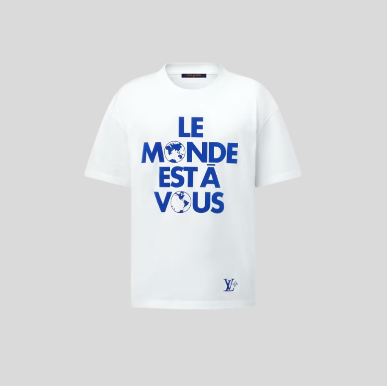 루이비통 플로킹 레더 반팔티