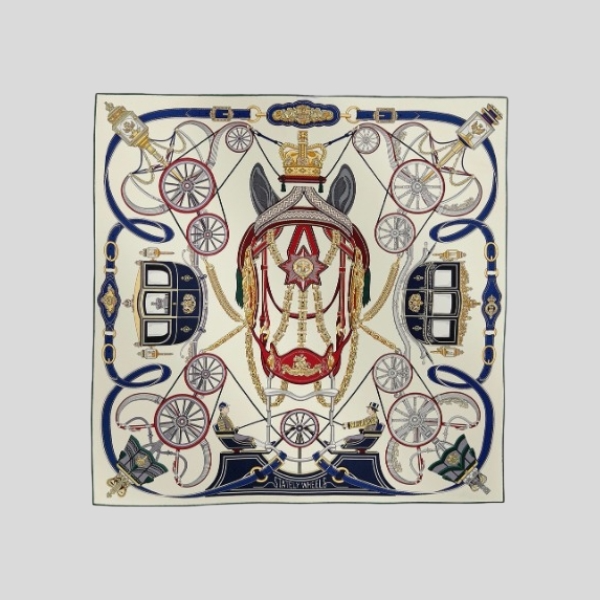 에르메스 wheel of Honor 숄(블루)