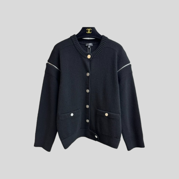 샤넬 지퍼 슬리브 가디건(블랙, 화이트)