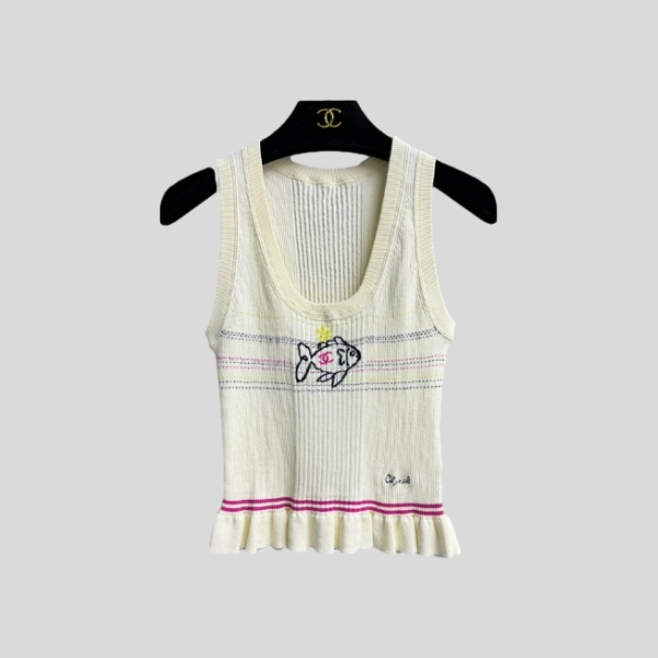 샤넬 물고기 니트 탑
