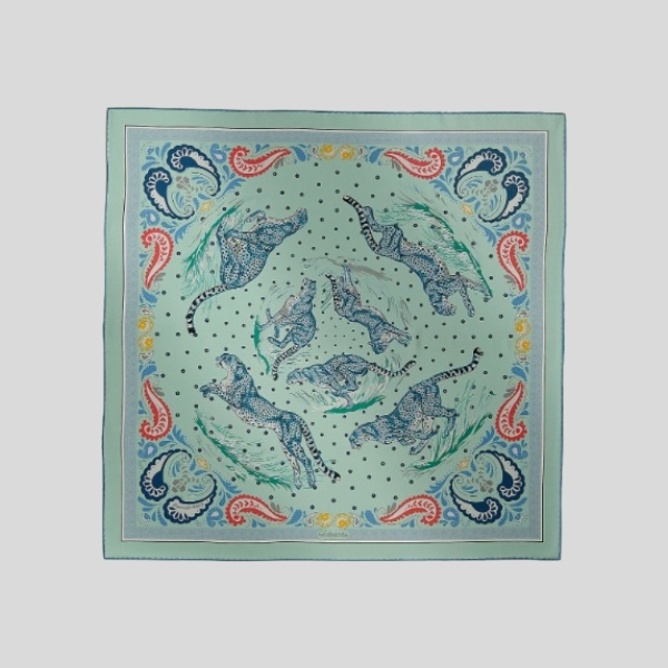 에르메스 양면 트윌 실크 그레이블루