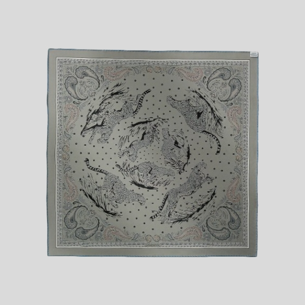 에르메스 양면 트윌 실크 그레이블루