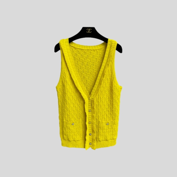 샤넬 레이스 홀로우 조끼