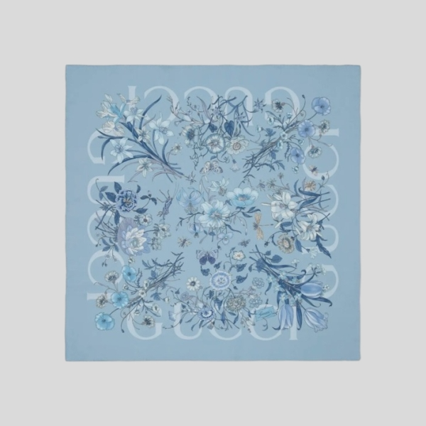 구찌 플로럴 스카프 블루