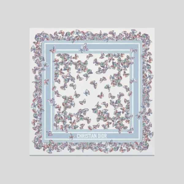 디올 나비 스퀘어 스카프 블루