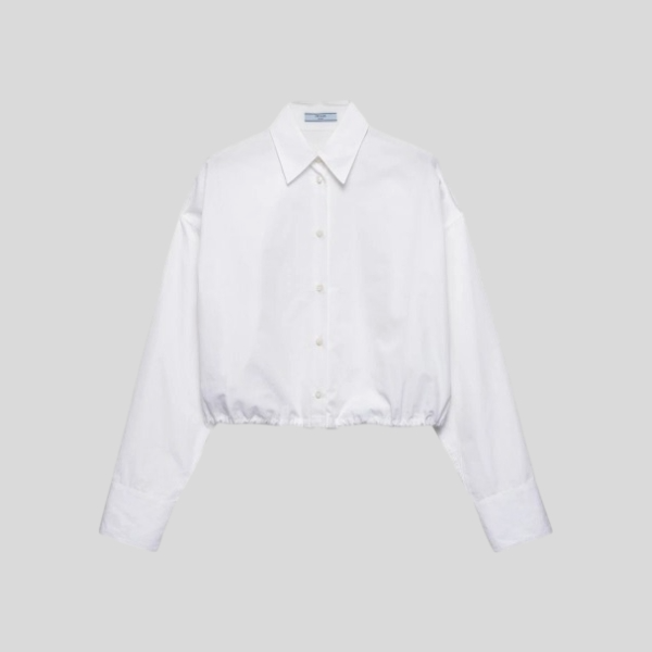 프라다 드로우스트링 포플린 셔츠