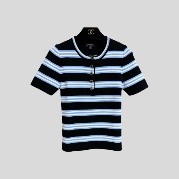 샤넬 스트라이프 니트 반팔