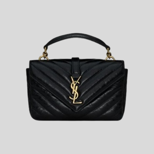 생로랑 샤이니 클래클드 레더 미니 체인 백 블랙