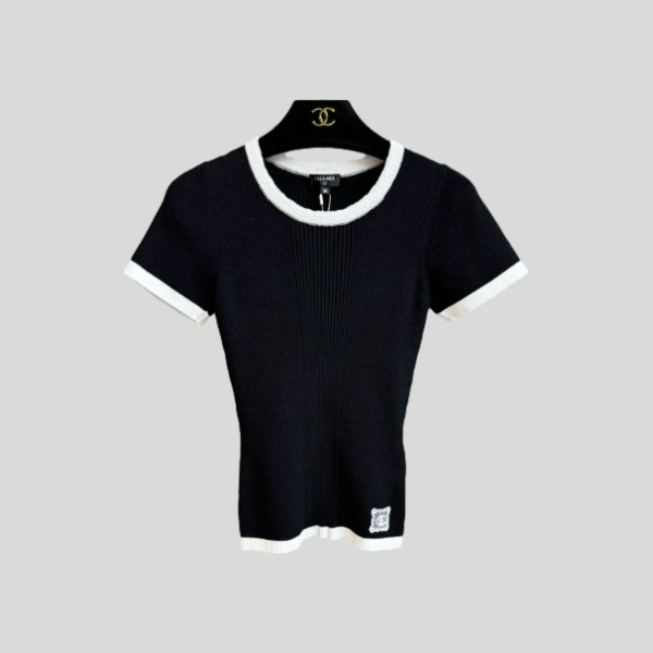 샤넬 니트 반팔(2color)