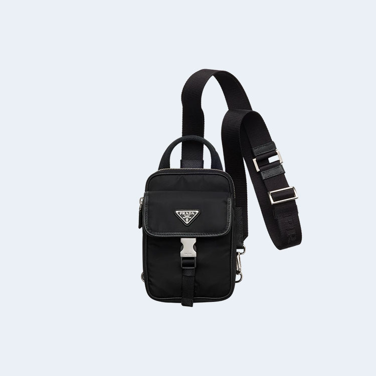 프라다 리나일론 및 사피아노 가죽 스마트폰 케이스