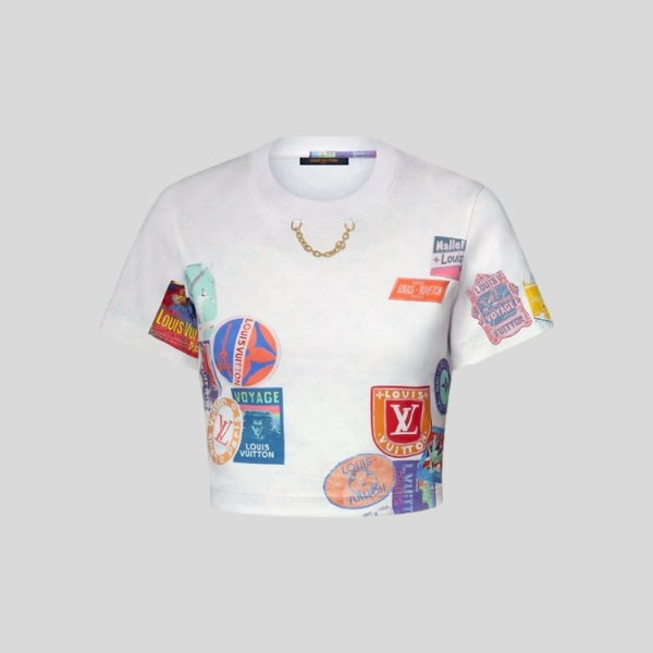 루이비통 마히나 패치 프린트 크롭 탑