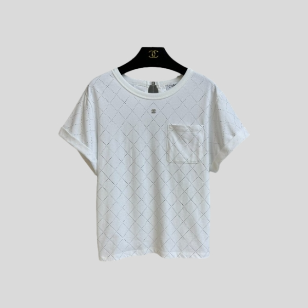 샤넬 다이아몬드 패턴 반팔 티셔츠(2color)