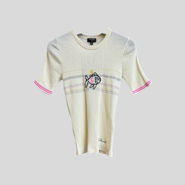 샤넬 물고기 니트 반팔(2color)