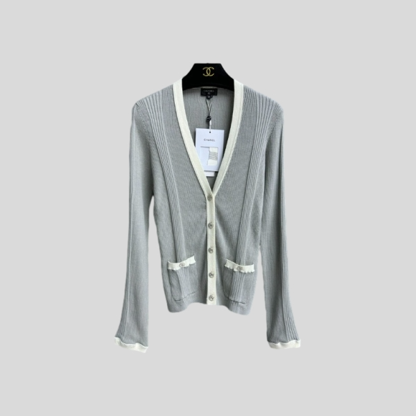 샤넬 니트 가디건 그레이