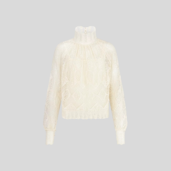 디올 에크루 코튼 블렌드 레이스 니트
