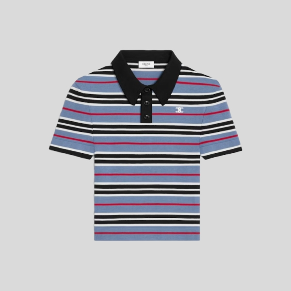 셀린느 크롭 폴로 스트라이프 셔츠