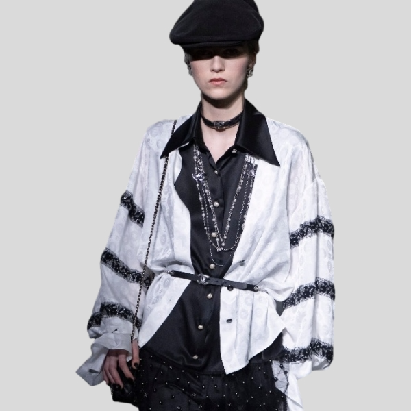 샤넬 실크 자카드 셔츠