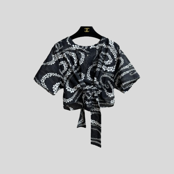 샤넬 레이스업 탑 블랙