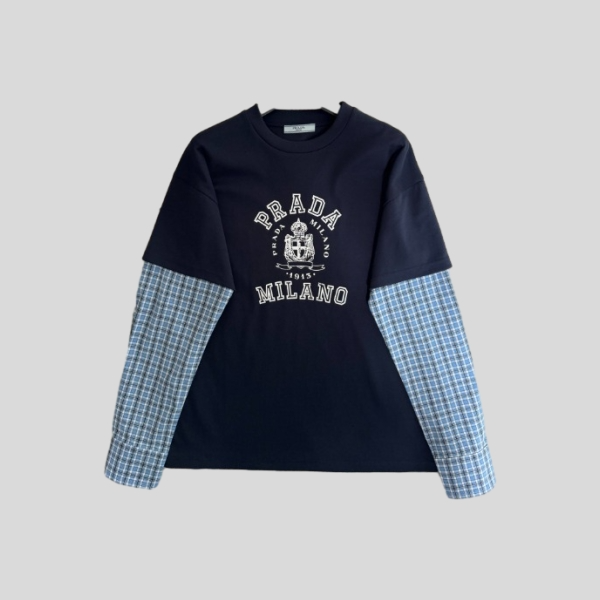 프라다 체크무늬 티셔츠