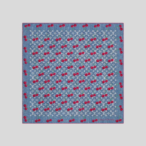 루이비통 체리 스퀘어 스카프 데님 블루