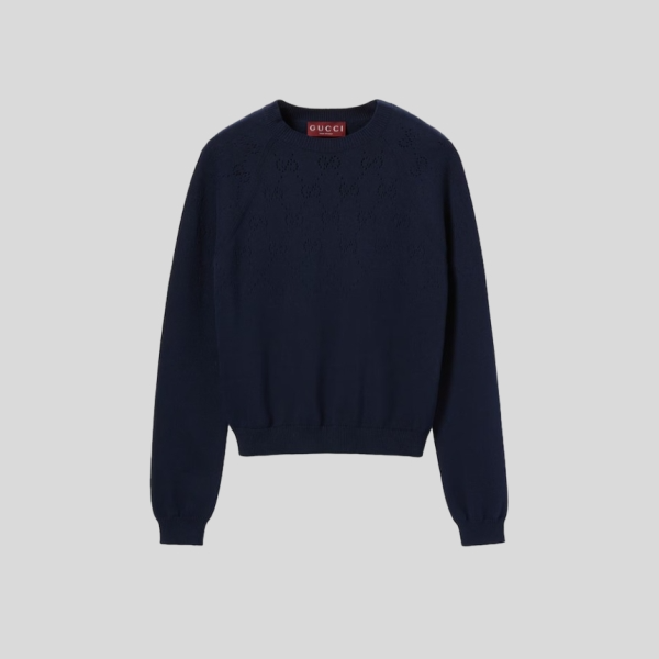 구찌 GG 아가일 코튼 크루넥 탑