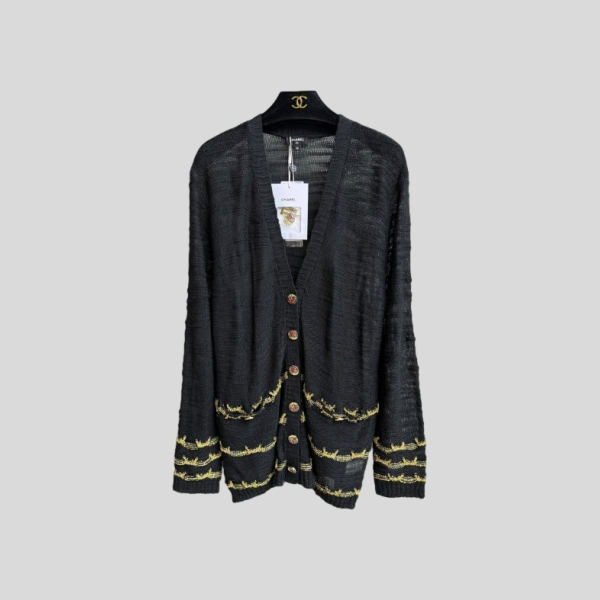 샤넬 골드 스팽글 가디건