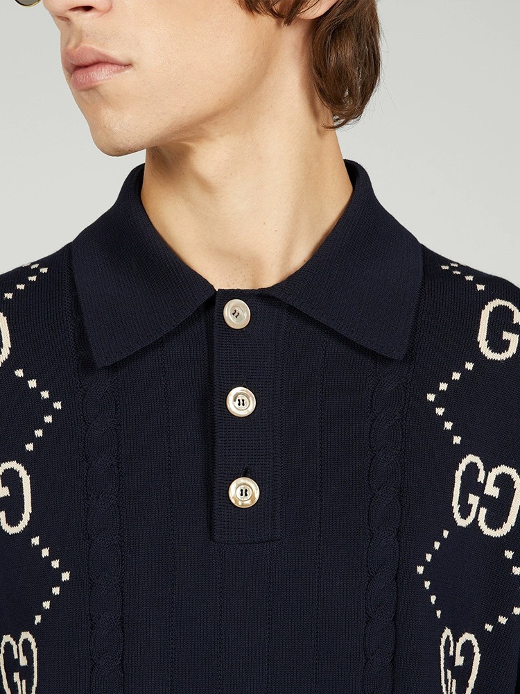 구찌 니트 코튼 반팔 셔츠