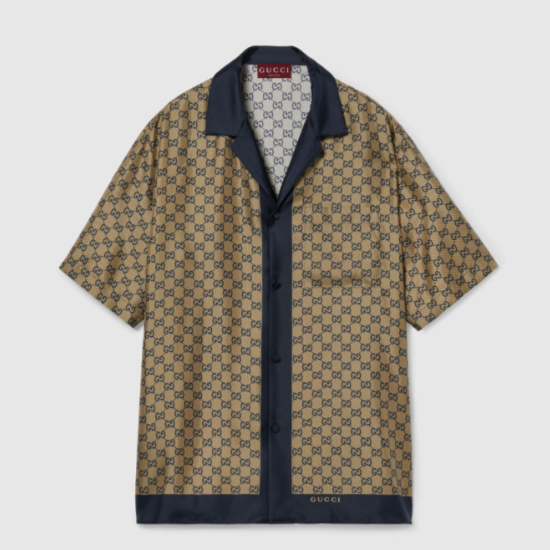 구찌 프린트 실크 셔츠