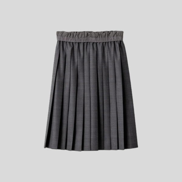  미우 미우 프린스 웨일스 플리츠 스커트 슬레이트 그레이
