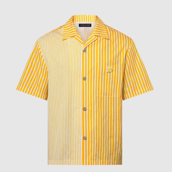 루이비통 모노그램 스트라이프드 패치워크 쇼트 슬리브드 셔츠