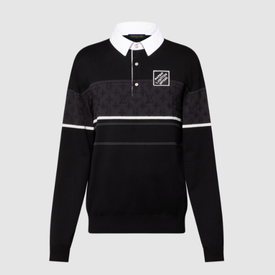 루이비통 모노그램 자카드 롱 슬리브드 폴로 셔츠