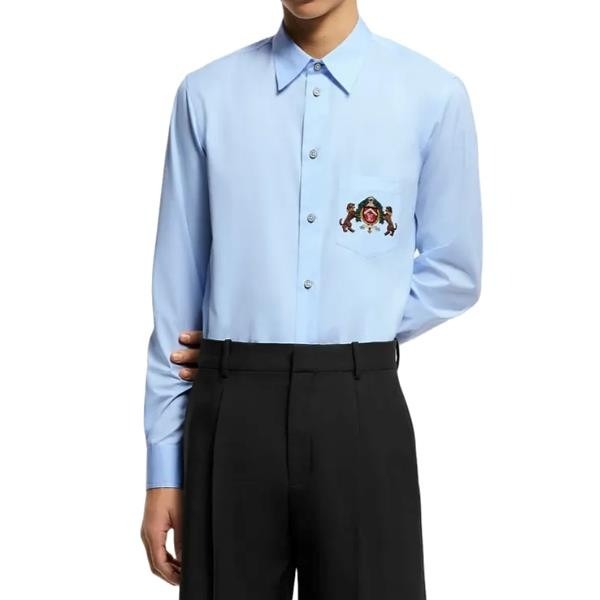 루이비통 포켓 자수 코튼 셔츠
