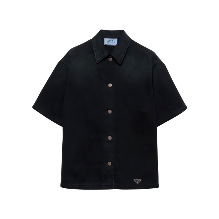 프라다 로고 데님 셔츠