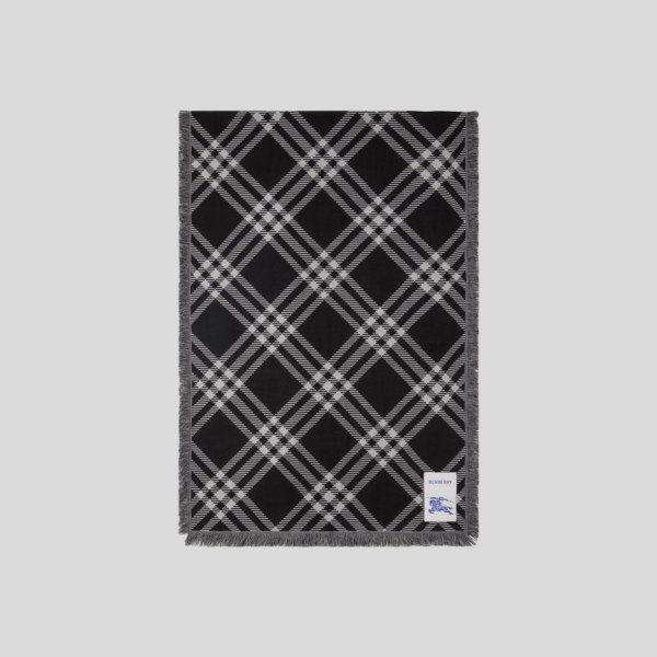 버버리 와이드 체크 울 실크 스카프