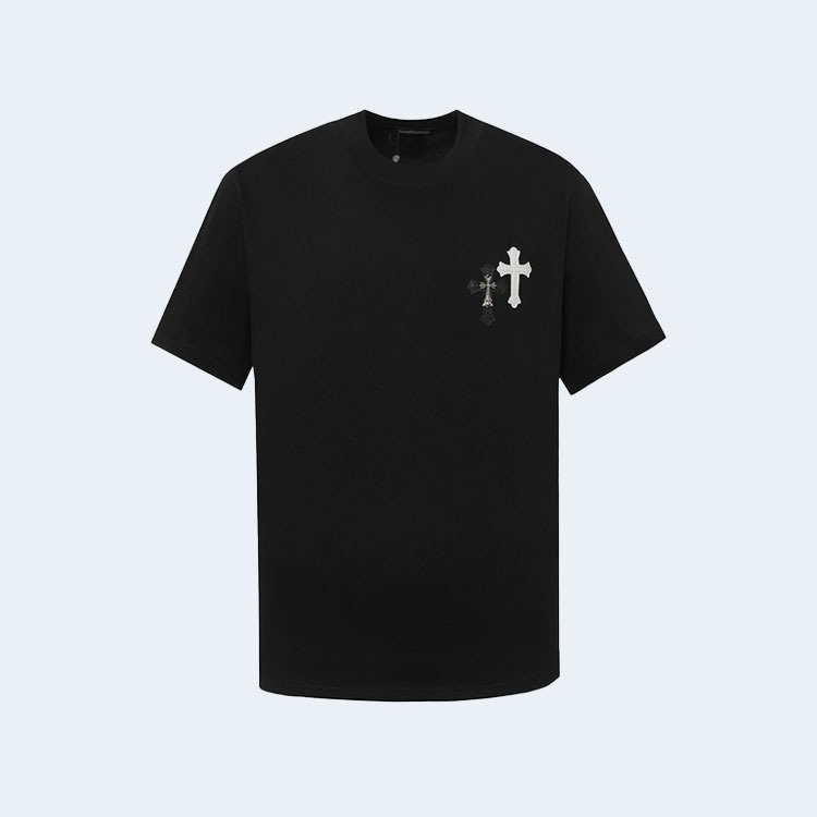 크롬하츠 크로스 슬러리 아플리케 티셔츠 블랙