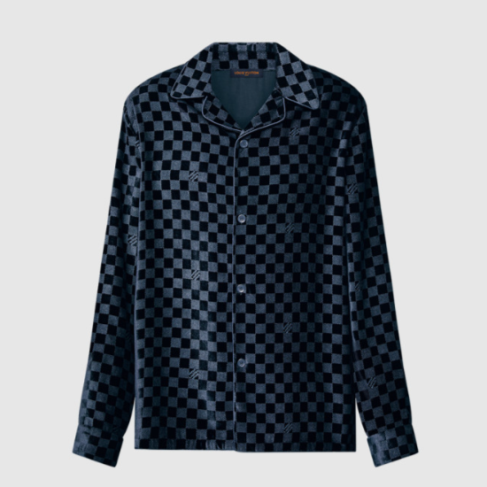 루이비통 실크 블렌드 벨벳 롱 슬리브드 이브닝 오버셔츠