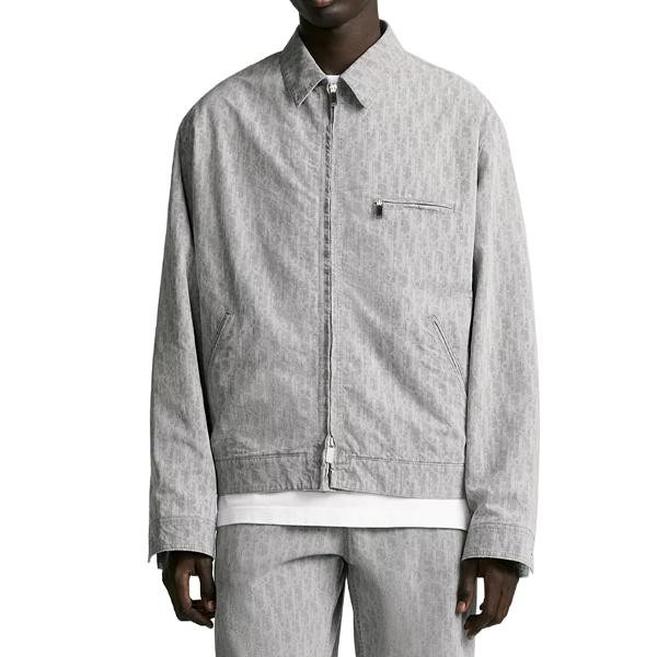 디올 오블리크 지퍼 블루종 자켓