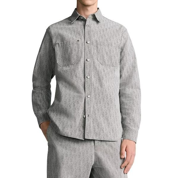 디올 오블리크 그레이 데님 셔츠