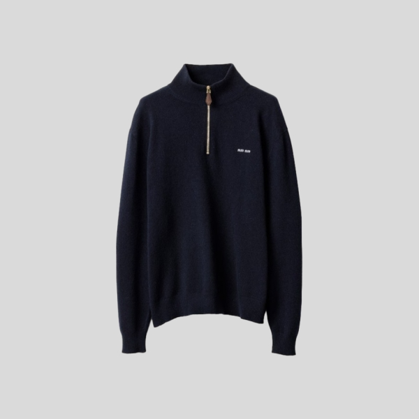 미우미우 캐시미어 및 가죽 지퍼 스웨터