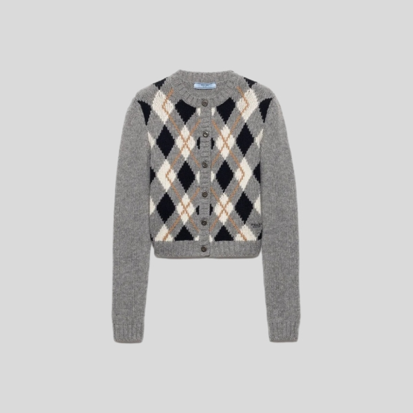 프라다 아가일 니트 캐시미어 가디건