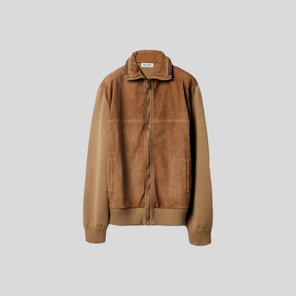 미우미우 스웨이드 니트 컷 자켓