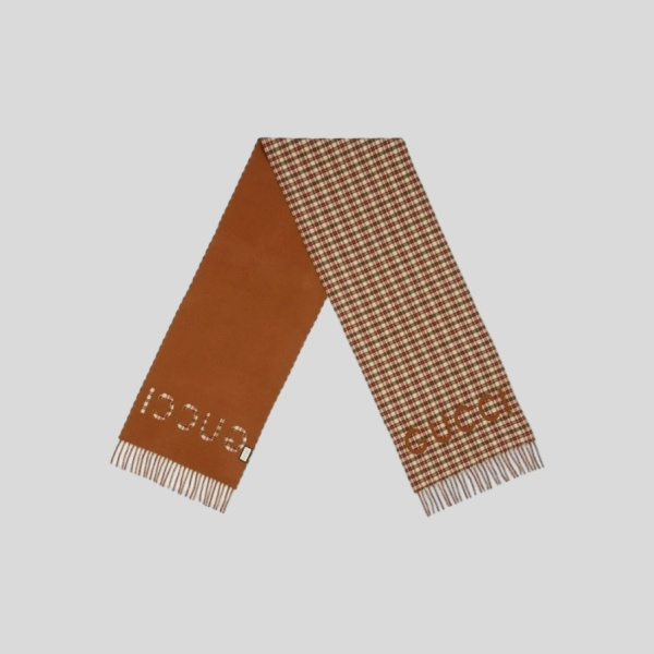 구찌 브리티시 체크 양면 스카프