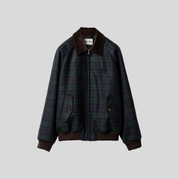 미우미우 체크 트윌 블루종 자켓, 스커트