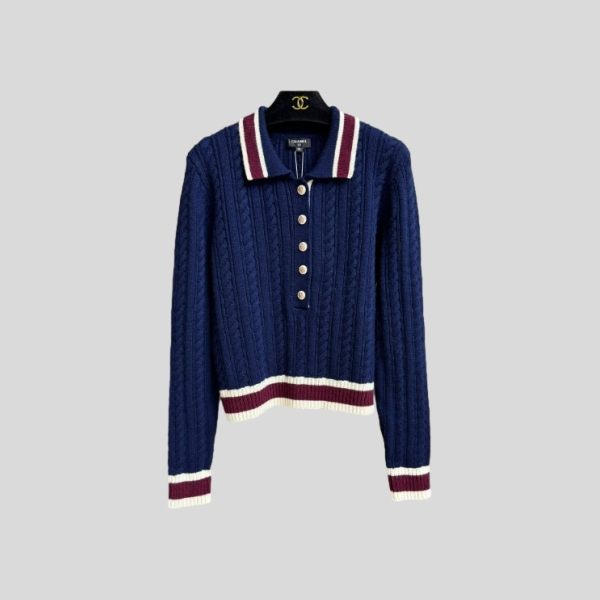 샤넬 네이비 블루 스웨터